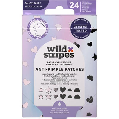 Wild Stripes Hydrokoloidní náplasti na akné s kyselinou salicylovou Holo Clear 24 ks
