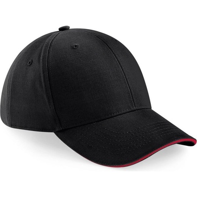 Beechfield B 20 Athleisure 6 panelová sandwich COT-530020y2899 Černá/červená