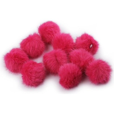 Kožešinová bambule s poutkem Ø3,5 cm - pink (10 ks)