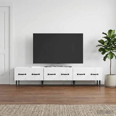 vidaXL ТВ шкаф с чекмедже Бяло 147 x 34, 5 x 30 см Инженерна дървесина (894935)