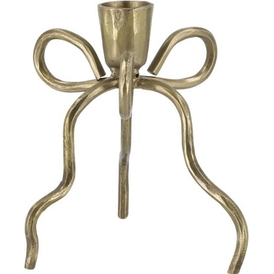 Chic Antique Kovový svícen Bow Antique Brass 14 cm, béžová barva, měděná barva, kov