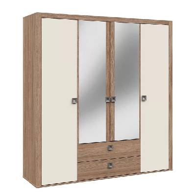 Четирикрилен гардероб 4D Domino дъб хавана и кашмир супер гланц