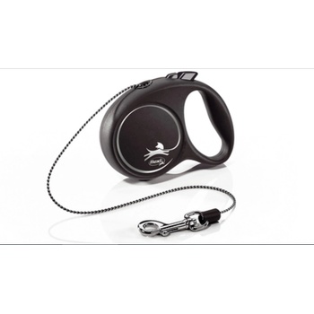 flexi Black Design M - Автоматичен повод за кучета 5м въже, до 20кг, черен
