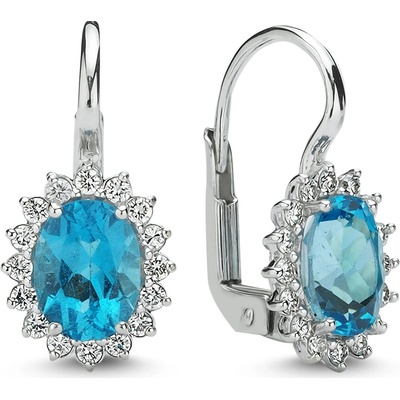 Lillian Vassago zlaté náušnice s modrým topásom a briliantmi LLV11-SMEG5650-02-BTZ