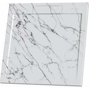Inter Ceramic Квадратно композитно душ корито Inter Ceramic 80x80 см, матово бяло мраморно покритие (8080MB-1)