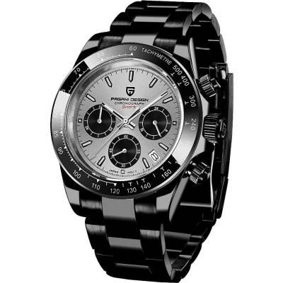 Мъжки часовник Pagani Design Scopic, Кварцов, Неръждаема стомана, Хронограф, Черен / Бял (PD-1644-BLACK-WHITE)