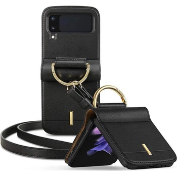 Spigen Linear Leather Case - кожен калъф за Samsung Galaxy Z Flip 3 5G (черен)