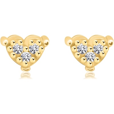 Šperky Eshop - Náušnice ze 14K zlata ve tvaru srdce s diamanty S3BT510.57