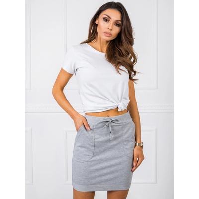 Dámska sukňa s vreckami a viazaním rv-sd-3726-1.06 gray