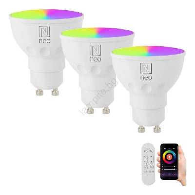 07724CDO комплект от 3 RGB димируеми LED крушки GU10/4, 8W/230V Wi-Fi Tuya + дистанционно управление (IM1307)