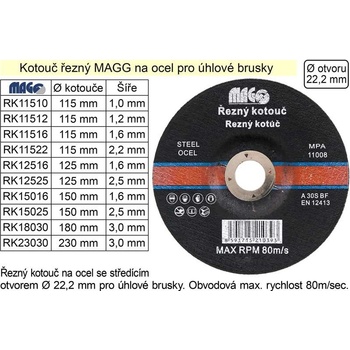 Magg Řezný kotouč 230 x 3,0 x 22,2 mm RK23030