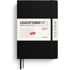 Leuchtturm1917 Daily Calendar 2027 Dotted Medium (A5) - English, Black, 145 x 210 mm, January-December (12 months), 1 page per day, hourly grid 7: 00-22: 00, hardcover, 80 g/m2 paper - 400333 (400333)