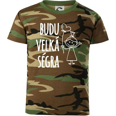Budu velká ségra dětské maskáčové triko hnědý maskáč