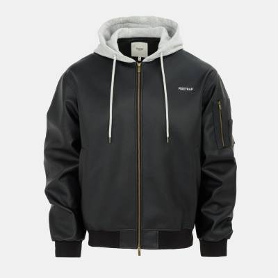 Firetrap Мъжко яке Firetrap Hood PU Jacket Mens - Black