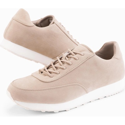 Ombre Men's sporty eco leather sneaker shoes with suede finish sand krémová