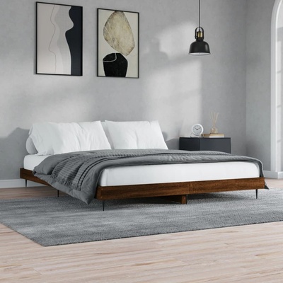 vidaXL Рамка за легло, кафяв дъб, 180x200 см, инженерно дърво (832228)