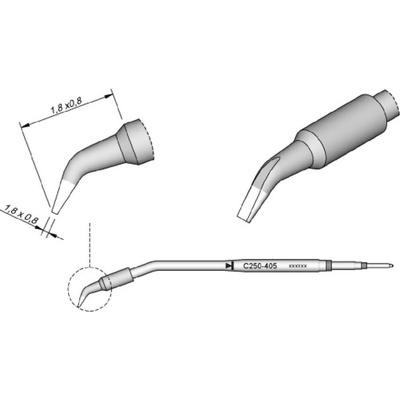 JBC Tools C250405 spájkovací hrot dlátová forma, zahnutá Veľkosť hrotov 0.8 mm Dĺžka hrotov 12 mm Obsah 1 ks