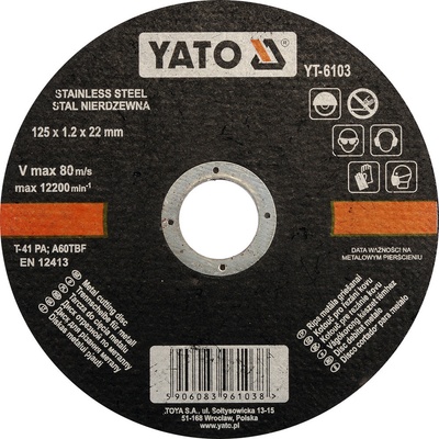 Yato Kotúč na rezanie 125 x 22 x 1,2 mm YT-6103