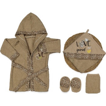 Miniworld Комплект за баня Miniworld - Love, памук леопардов (18578)