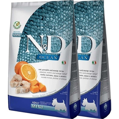 N&D Ocean Dog Adult Mini Grain Free Codfish & Pumpkin & Orange 2 x 7 kg
