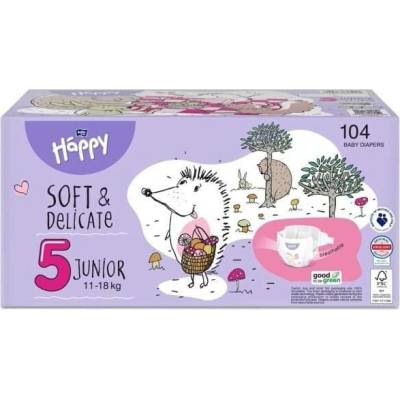 Bella Happy Soft & Delicate plienky Junior 11-18 kg č. 6 Junior 104 ks