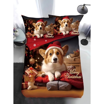 EmonaMall Двулицево коледно спално бельо, размер за приста (реално изображение) EmonaMall, 4 части - Модел S17372 (S17372-6666d4)