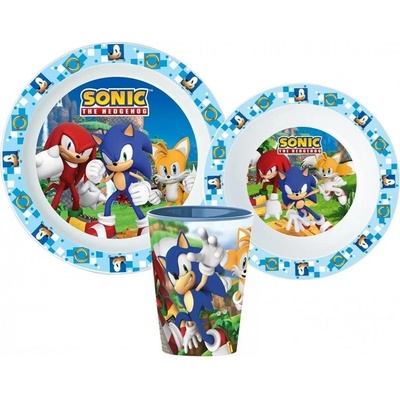 Stor Sada plastového riadu jedálenská súprava Ježko Sonic s kelímkom 3 diely