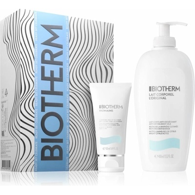 Biotherm Lait Corporel L'Original hydratačné telové mlieko 400 ml + Biotherm Lait Corporel Biomains hydratačný krém na ruky 50 ml kozmetická sada