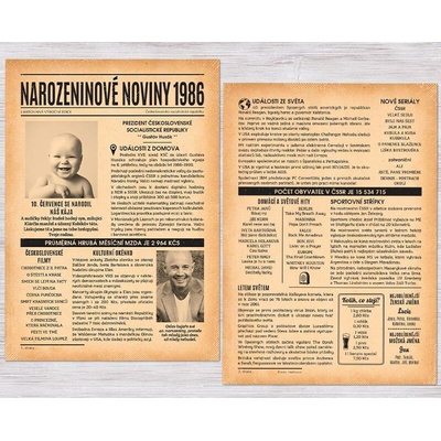 Narozeninové noviny 1986 – jednostranné až čtyřstranné