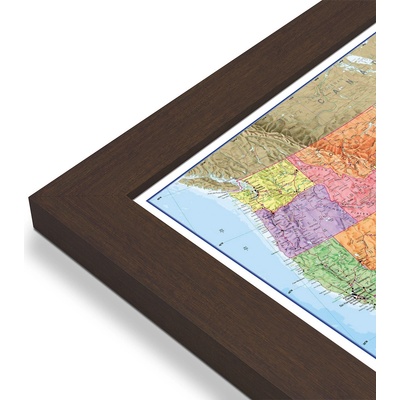 Maps International USA - nástěnná politická mapa 120 x 100 cm Varianta: mapa v dřevěném rámu, Provedení: Pegi skořice