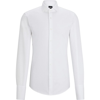 HUGO BOSS Риза с дълъг ръкав Boss Men's H Hank Spread Long Sleeve Oxford Shirt - White
