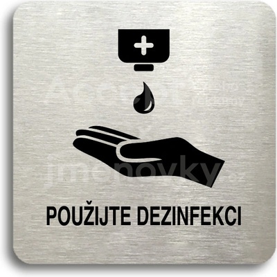 ACCEPT Piktogram použijte dezinfekci IV - stříbrná tabulka - černý tisk bez rámečku