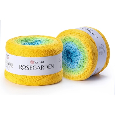Yarn Art Rosegarden 310 modrá, světle modrá, jarní zelená, žlutá
