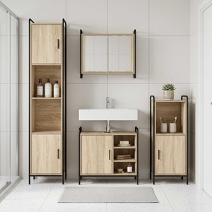 vidaXL Комплект шкафове за баня 3 бр. Дъб сонома 40 x 36 x 99, 5 см (3444508)
