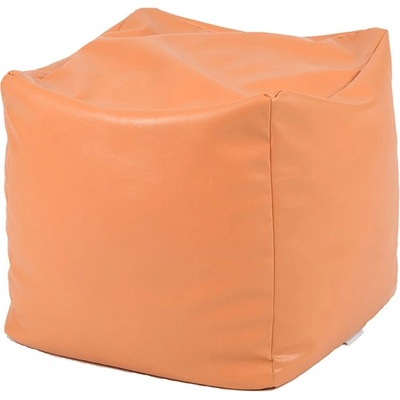 PUFRELAX Пуф, 130л. , Табуретка Куб XL - Orange, Еко кожа, Пълнеж от полистиролни перли, 8086 (PUF-G-CXL-ML-OR)