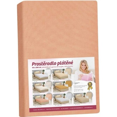Bellatex Plátěné prostěradlo s gumou 172/207 meruňkové 140x200