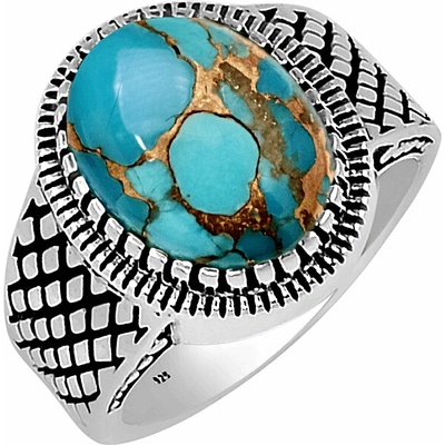 Nefertitis 1013 Pánský stříbrný prsten s tyrkysem NF56792