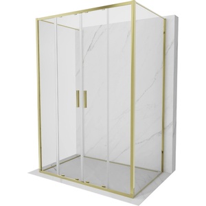Mexen Exo-S Duo 3S Душ кабина 3-стенна, плъзгаща се, 140 x 90 см, прозрачна, златна (8152-140-090-50-00-3S)