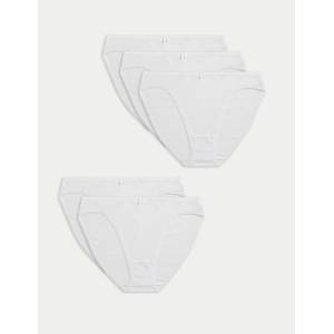 Marks & Spencer Панталони с висока кройка от памук и Lycra®, 5 бр. в опаковка Marks & Spencer бяло Marks & Spencer | Byal | ЖЕНИ | S