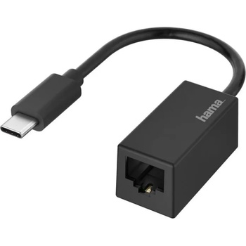 Hama Мрежов адаптер HAMA, USB-C мъжко - RJ-45 женско, Gigabit, Черен