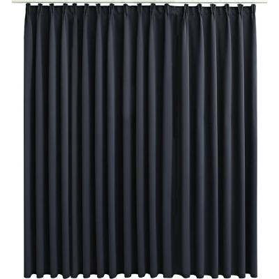 Elegantní Závěs s Kovovými Háčky, 290 x 245 cm, Černý, 100% Polyester