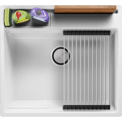 Твоят Стил Бяла гранитна кухненска мивка Осло 60 Pocket 580 x 530 мм