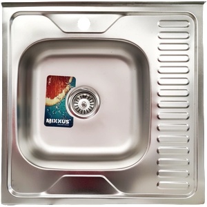 Mixxus z6060l-06-160e (satin) кухненска мивка от неръждаема стомана (10031) Мивка за вграждане
