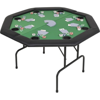 vidaXL Сгъваема покер маса за 8 играчи, осмоъгълна, зелена (80211)