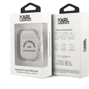 Image 1 of KARL LAGERFELD Калъф Karl Lagerfeld Rue St Guillaume Silicone Case за Airpods 1/2 - Бял (3666339000769)