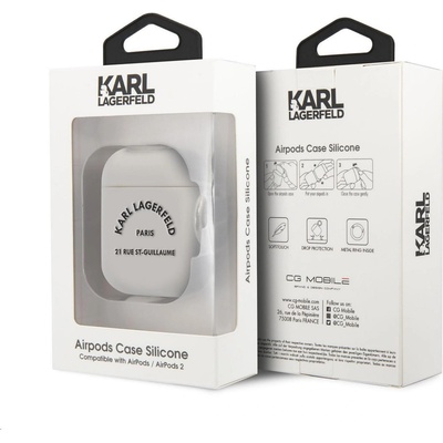 KARL LAGERFELD Калъф Karl Lagerfeld Rue St Guillaume Silicone Case за Airpods 1/2 - Бял (3666339000769)