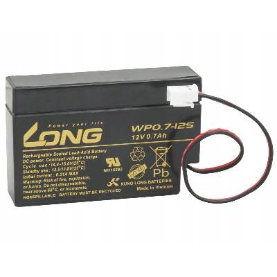 Long 12V 0.7Ah olověný akumulátor JST (WP0.7-12S)