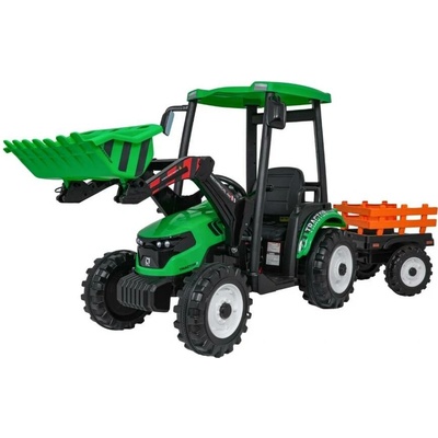 mamido Dětský elektrický traktor MEGA D68 24V s přívěsem zelená
