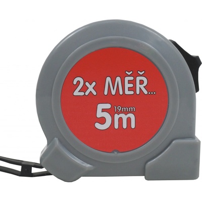 TOPTRADE metr svinovací 2x MĚŘ jednobrzdový 19 mm x 5 m