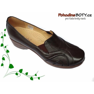 Dámské kožené černé mokasíny širší střih Aldex